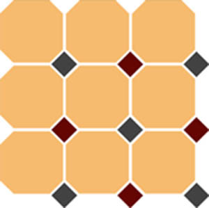 Керамогранит Ochre Yellow Octagon/Black + Brick Red Dots