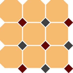 Керамогранит Ochre Yellow Octagon /Brick Red + Black Dots
