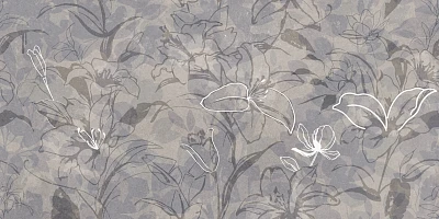 Керамогранит Floresta цветы синий ректификат (60x120) 17551