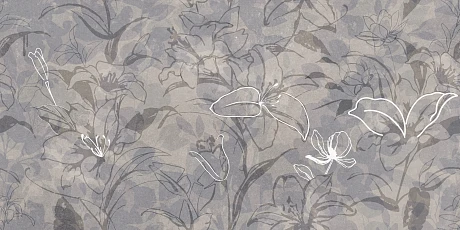 Керамогранит Floresta цветы синий ректификат (60x120) 17551