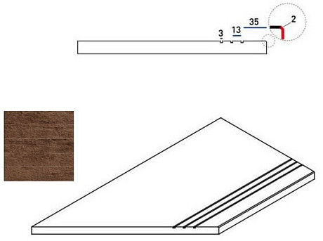 Бортик левый Pepper Bordo Grip Sx 620090000243 (30x60)