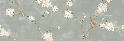 Керамическая плитка RA1X Mixed Verde Decoro Fiori di Pesco B Rett. 40x120