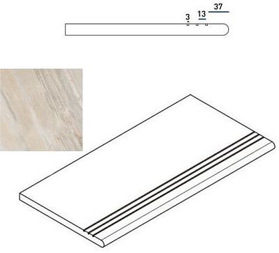 Ступень закругленная правая White Gradino Round Grip Dx 620040000023 (30x60)