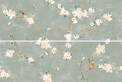 Керамическая плитка RC5L Mixed Verde Decoro Fiori di Pesco Rett. 40x120 (A+B)