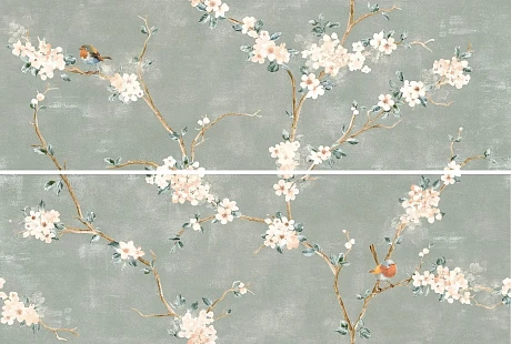 Керамическая плитка RC5L Mixed Verde Decoro Fiori di Pesco Rett. 40x120 (A+B)