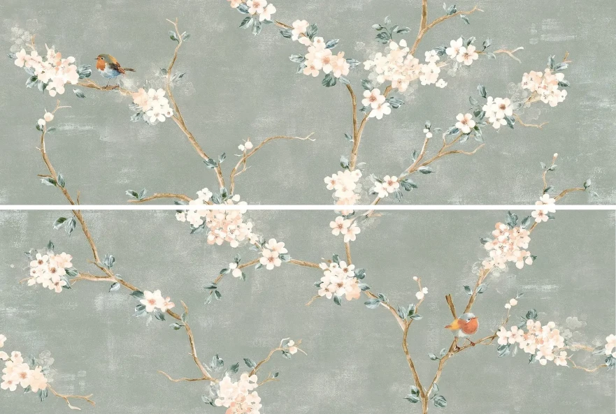 Керамическая плитка RC5L Mixed Verde Decoro Fiori di Pesco Rett. 40x120 (A+B) RC5L