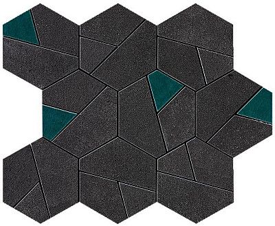 Мозаика Boost Tarmac Mosaico Hex Jade (25x28.5) AN7A