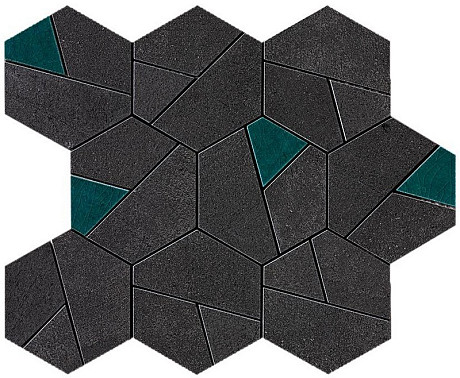 Мозаика Boost Tarmac Mosaico Hex Jade (25x28.5) AN7A