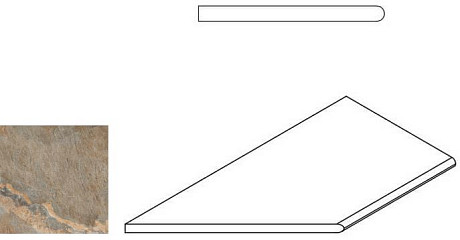 Бортик левый закругленный Dark Bordo Round Sx 620090000217 (30x60)