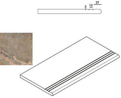 Ступень закругленная Dark Gradino Round Grip 620040000025 (30x60)
