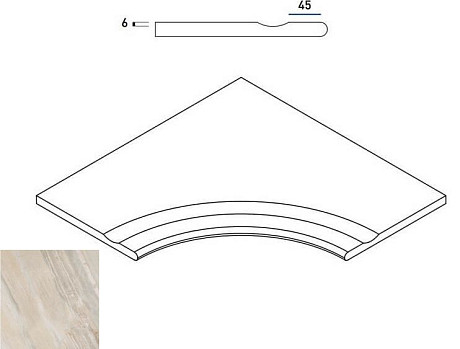 Бортик с выемкой угловой закругленныйWhite Bordo Svasato Angolare Round 30 620090000196 (60x60)