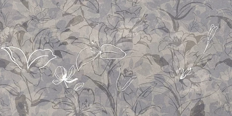 Керамогранит Floresta цветы синий ректификат (60x120) 17647